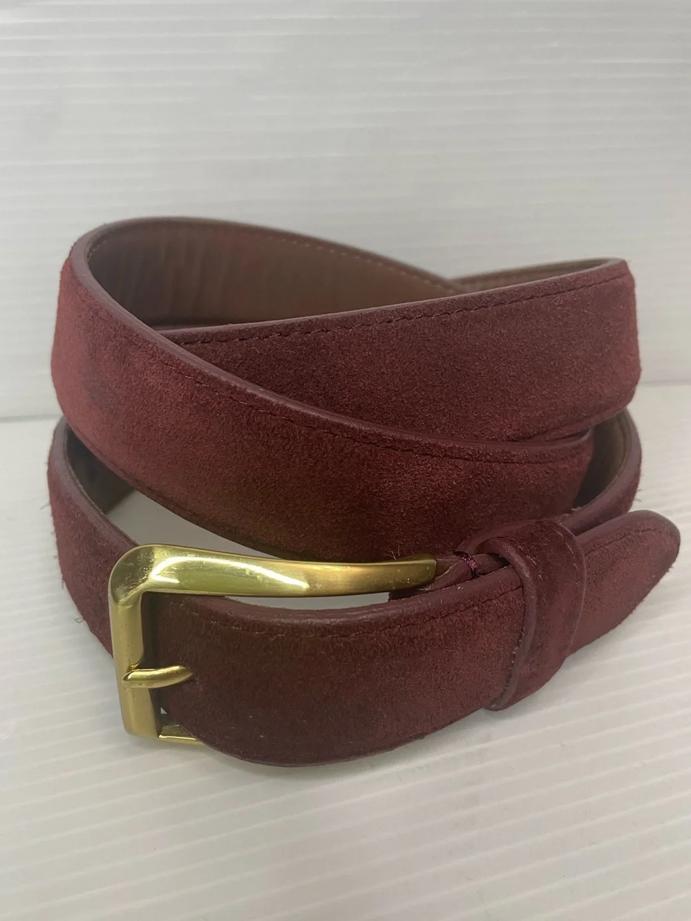 Jay Butler Maroon Suede Leather Belt Size 36